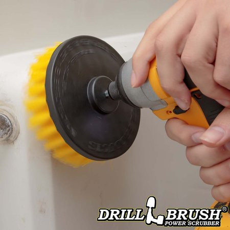 Drillbrush 5 Inch Diameter Drill Powered Scrub Brush With Quarter Inch 5in-Lim-Yellow-Short-QC